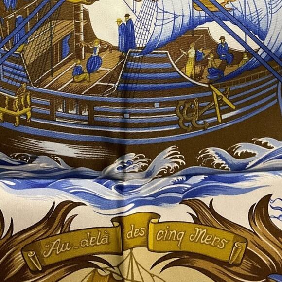 Hermes Carré 90 Au Dela Des Cinq Mers Scarf Boxed NWT - Picture 14 of 16